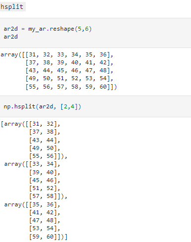 divide the arrays horizontally