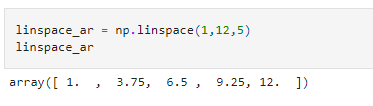 Special Arrays in NumPy linspace