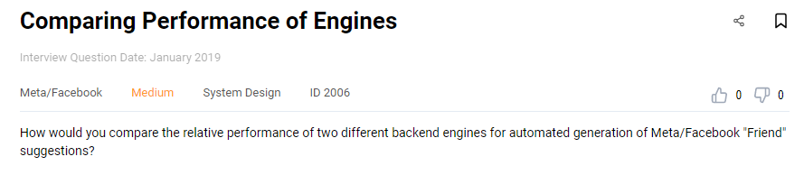 Facebook data engineer interview question to compare backend engines