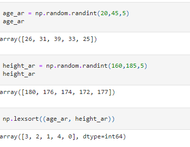 sorting orders in numpy