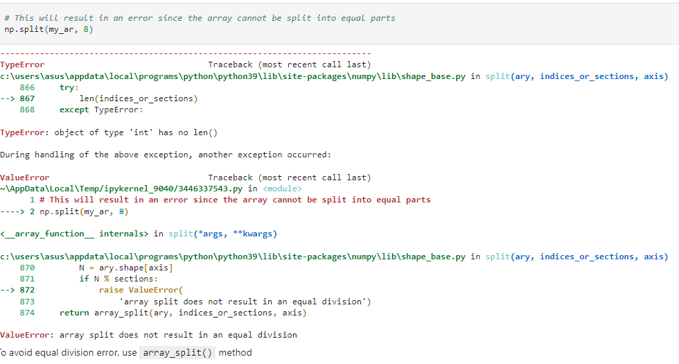 equal sized sub arrays