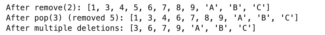 Removing Elements from Python List with Remove and Pop