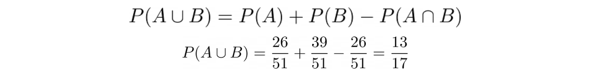 probability of union of two events formula