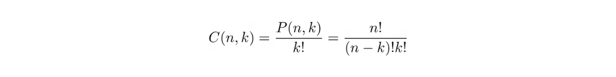 The general equation for combinations