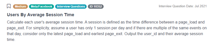 Product Analytics Interview Questions for Users By Average Session Time