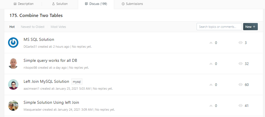 Leetcode data science discuss tab