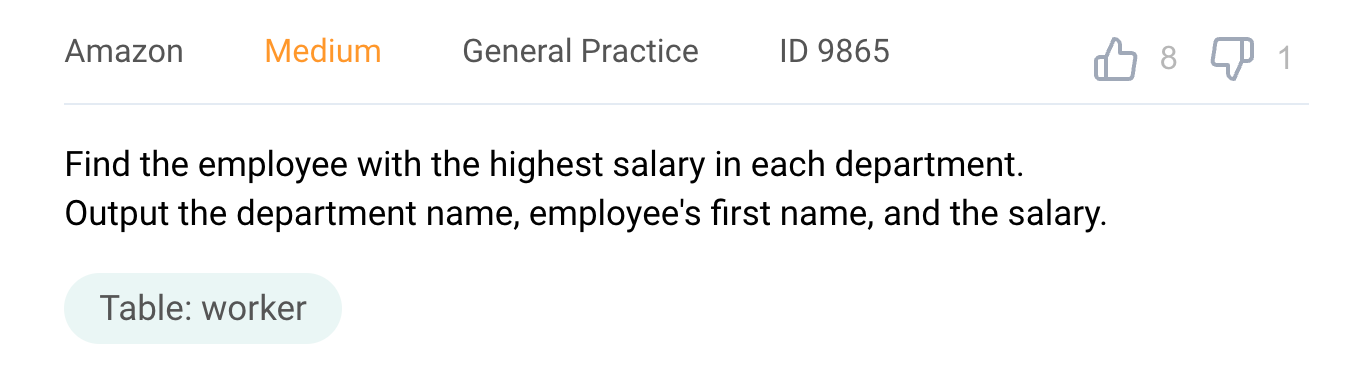 Amazon business analyst interview question to find highest salaried employees
