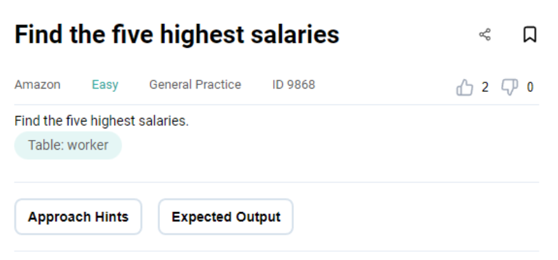 Amazon data engineer interview question to find highest salaries