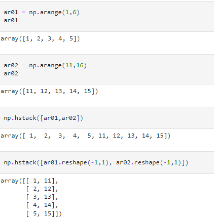 hstack in numpy