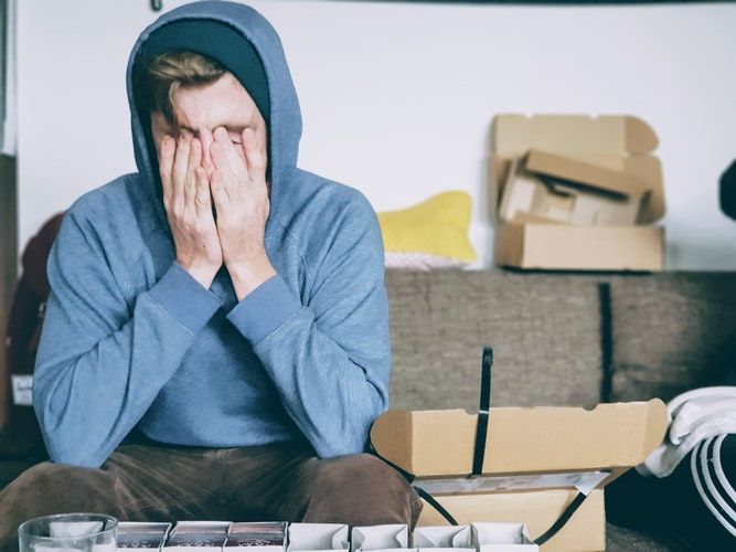 Stressed person thinking about interview