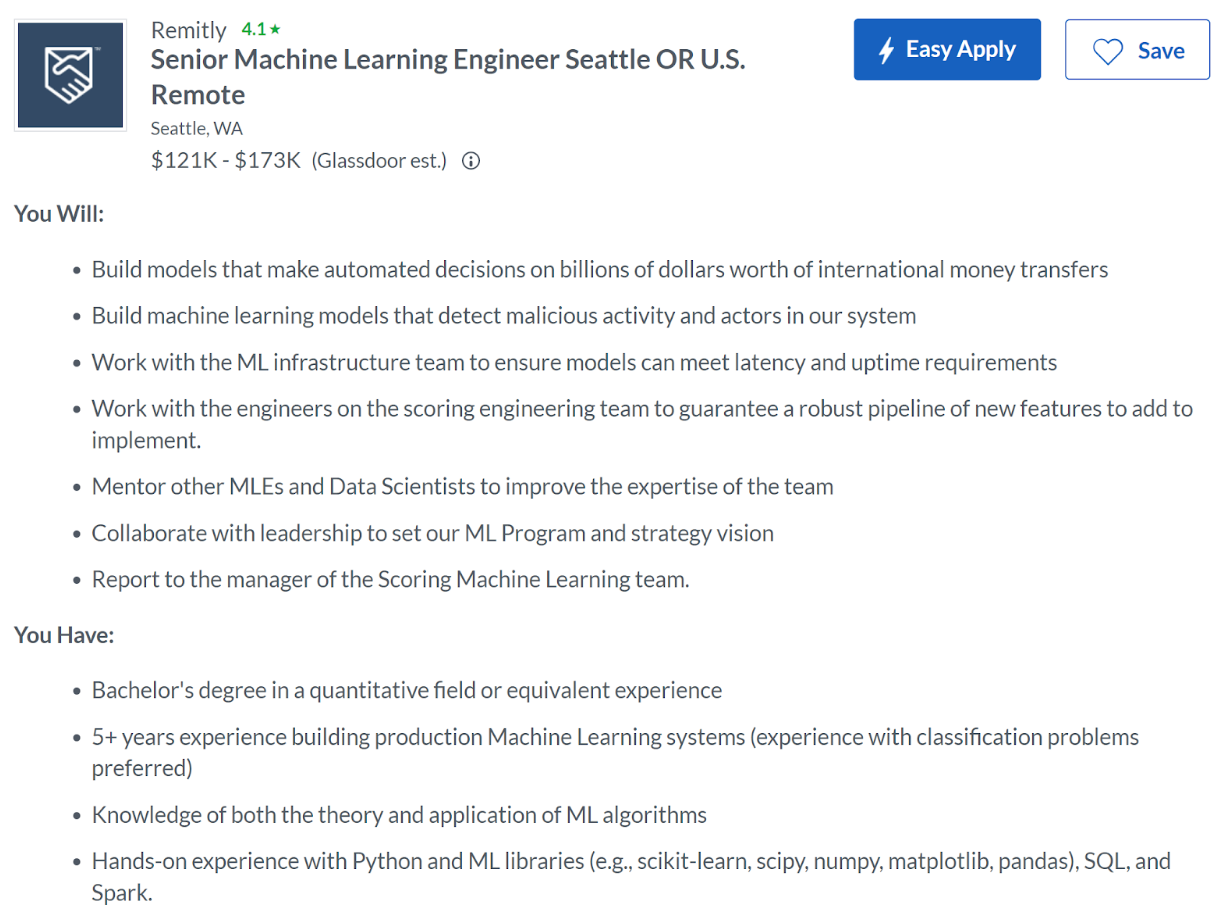 Remote Sr. Machine Learning Engineer Job Role