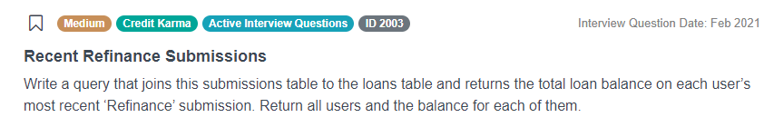 SQL Aggregate Functions Interview Question from Credit Karma
