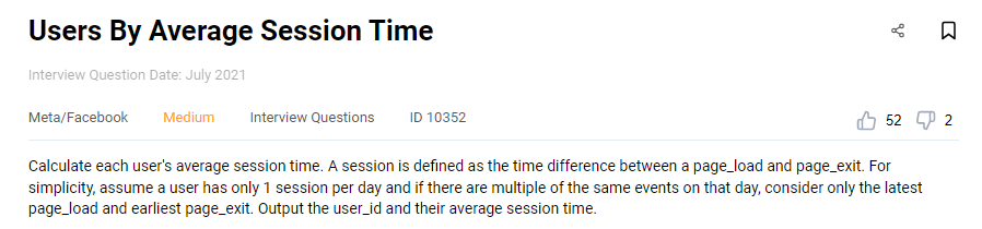 Facebook data engineer interview question to calculate user session time