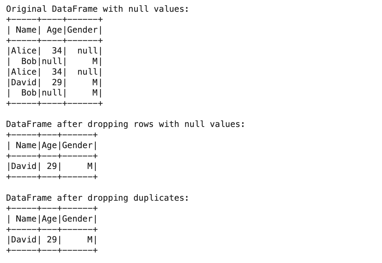 How do you handle null values before dropping duplicates in PySpark