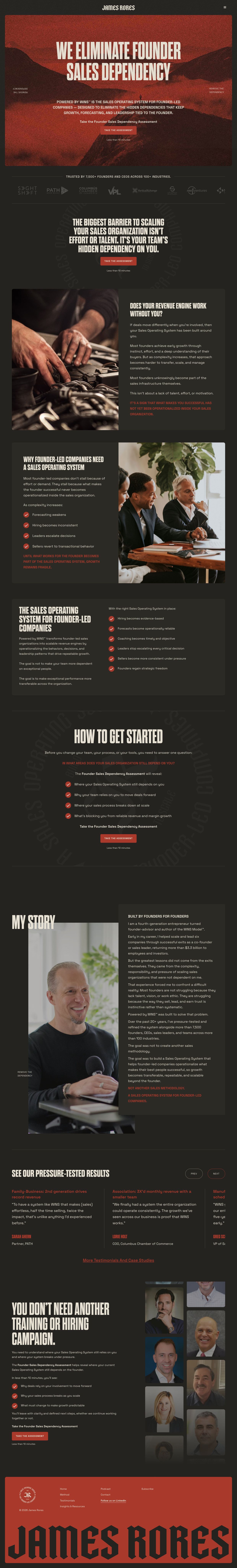Homepage of a founder sales consultant website by Brave Little Beast