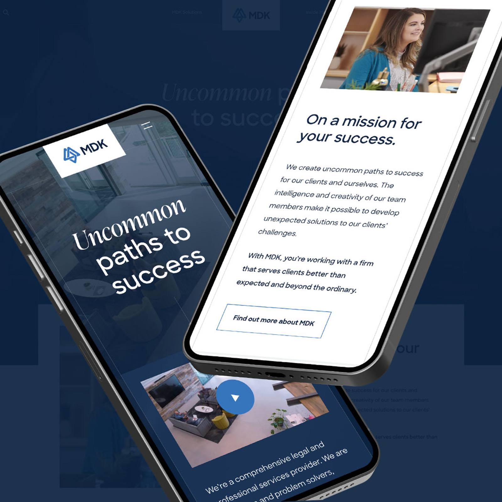 MDK website mobile mockup