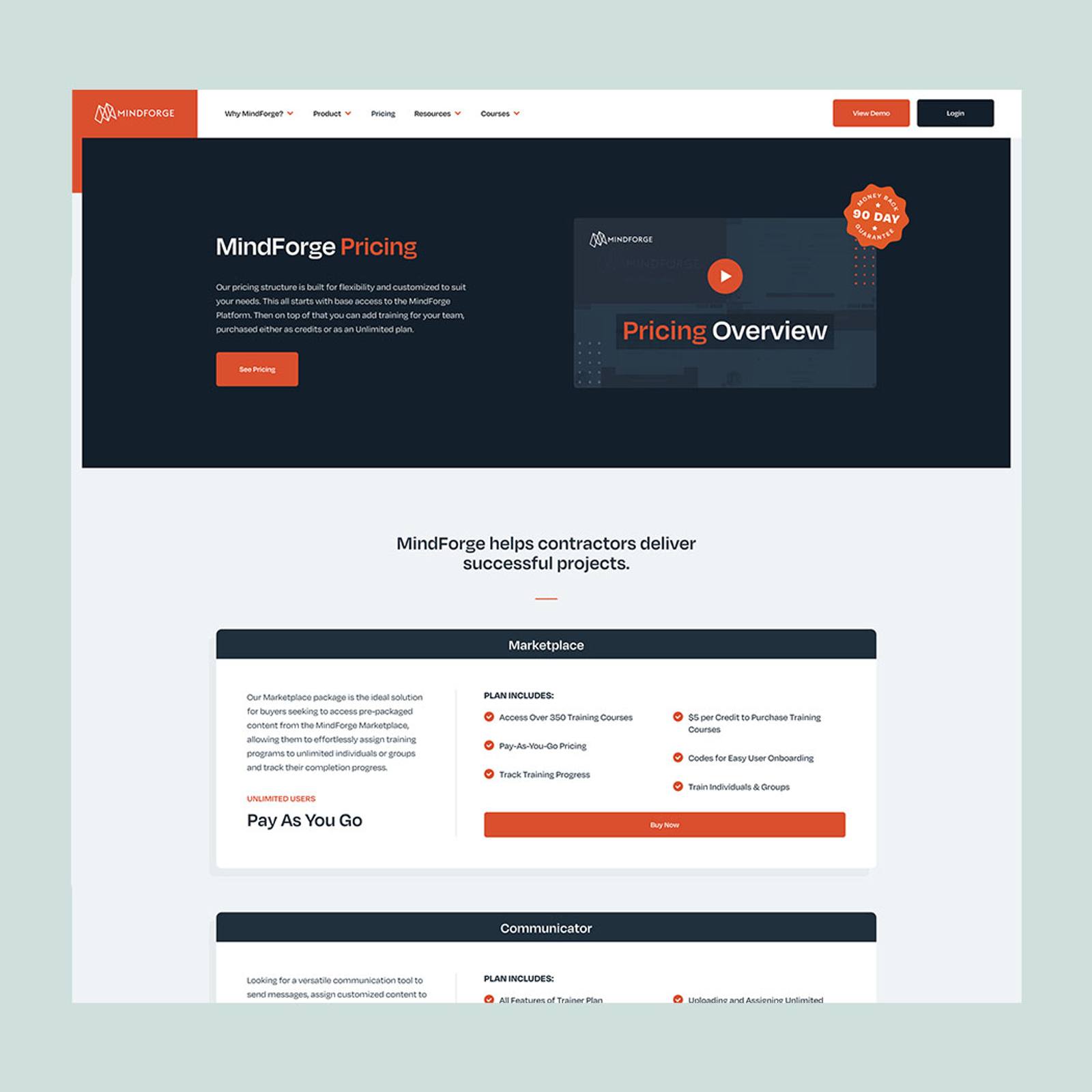 MindForge website Pricing page