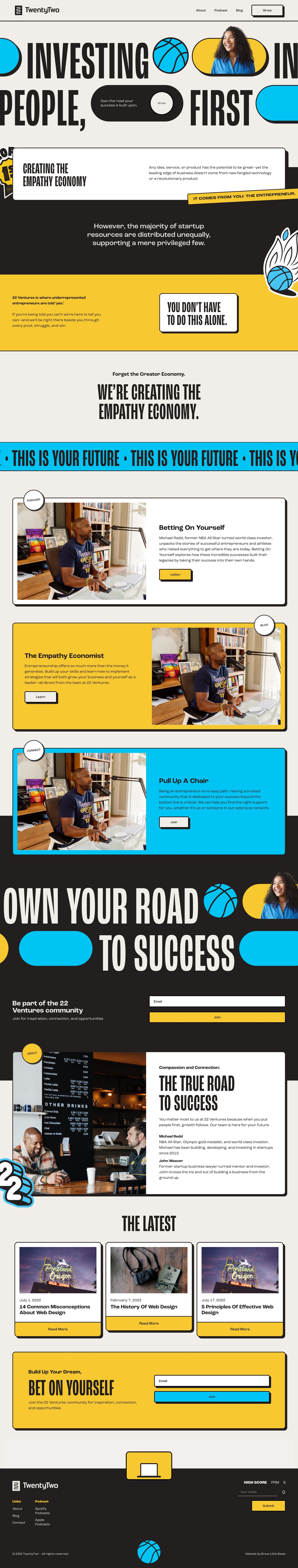 Homepage of a venture firm investing in founders website by Brave Little Beast
