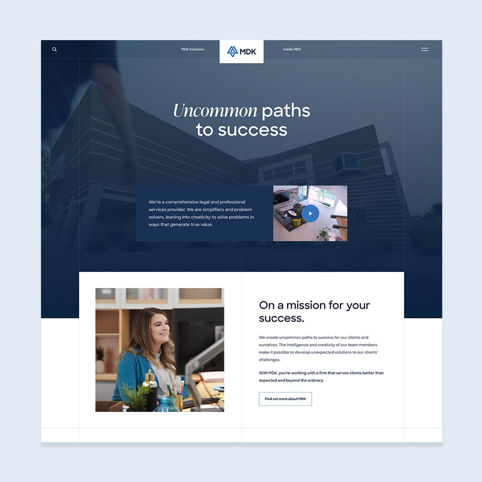 MDK website homepage
