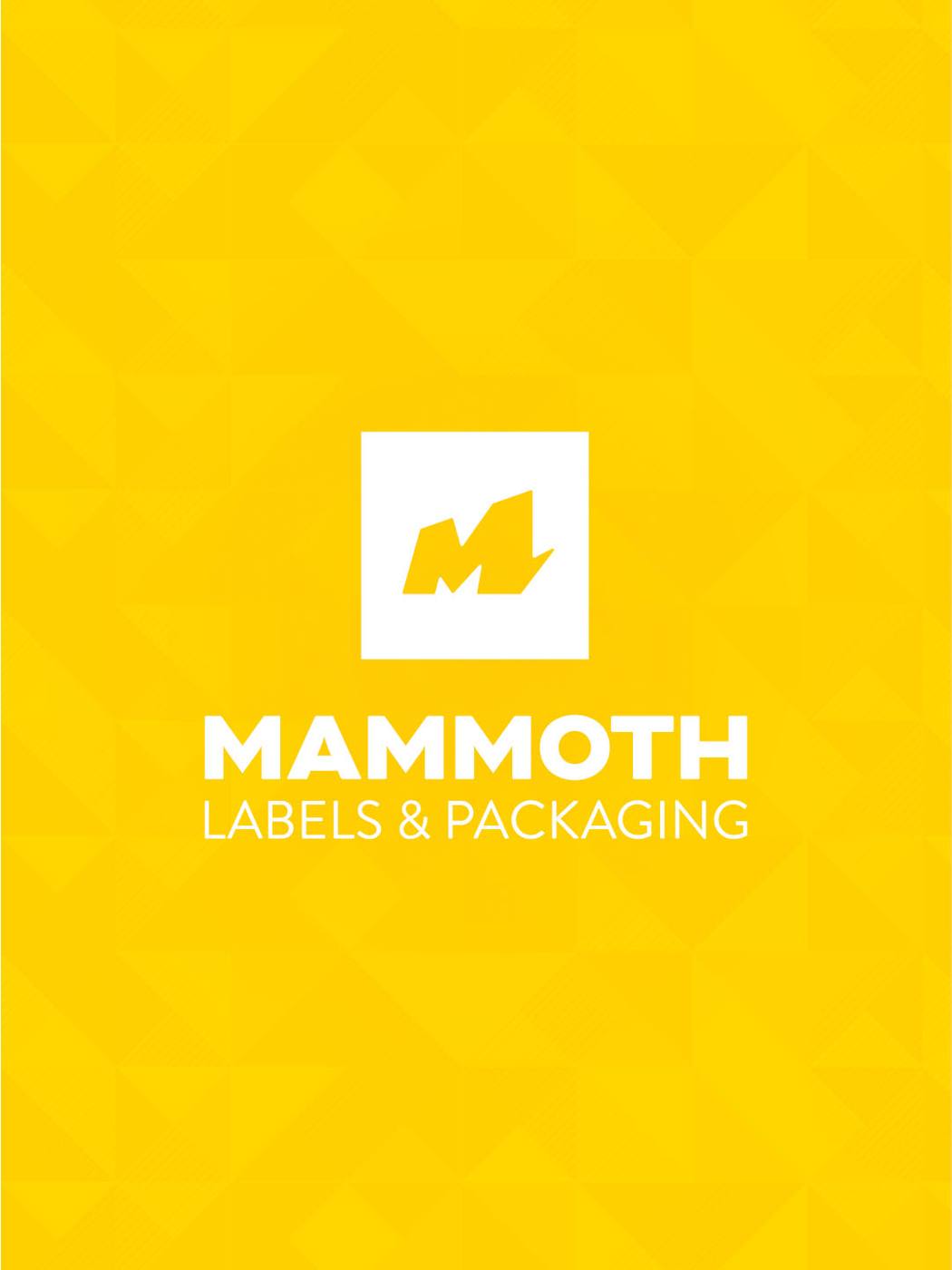 Mammoth Packaging logo design on a branded yellow background