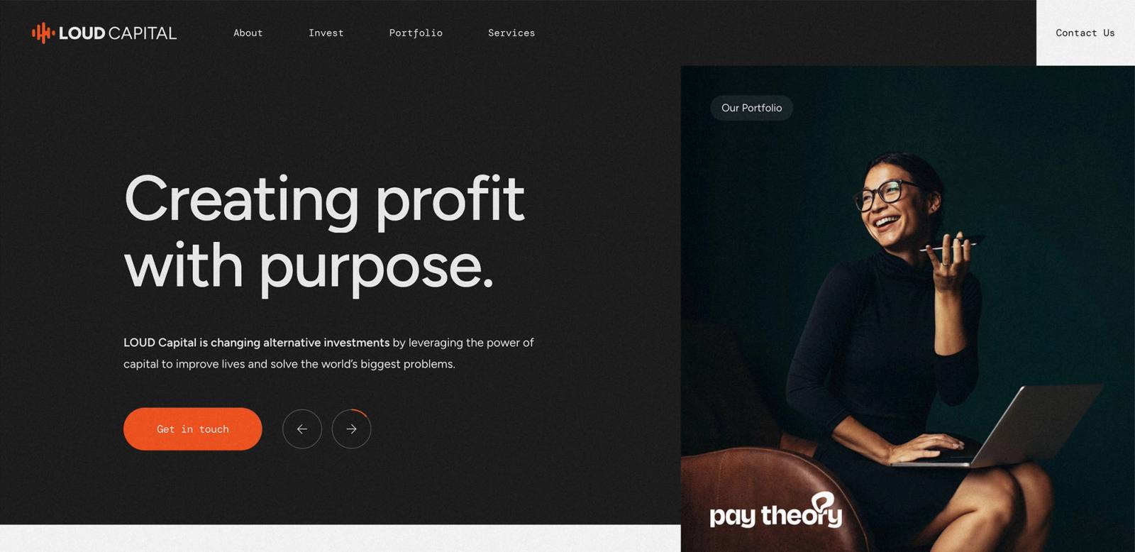 LOUD Capital website hero area