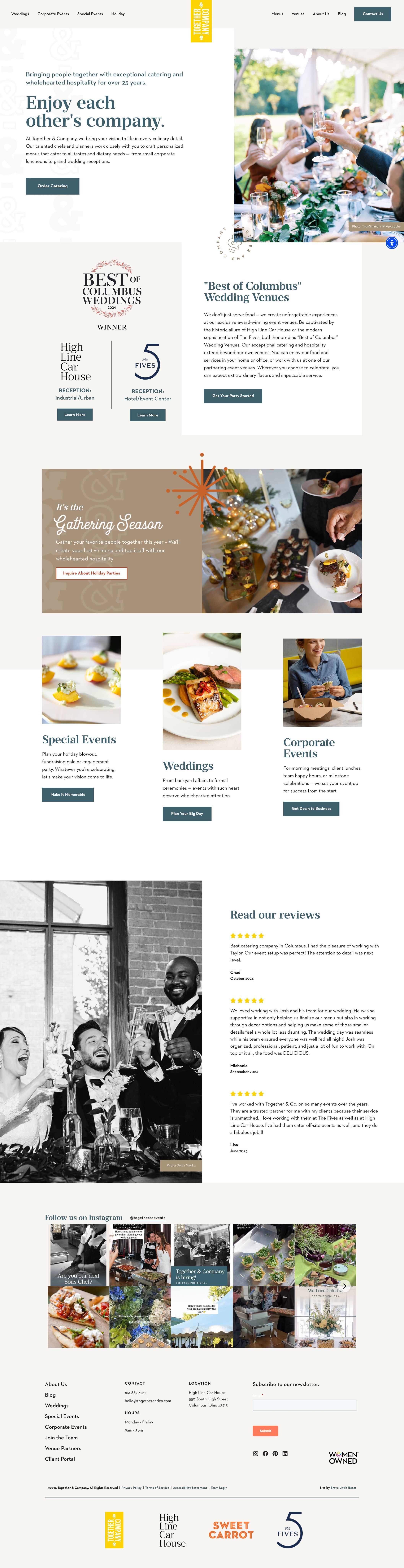Homepage of a catering and events company website by Brave Little Beast