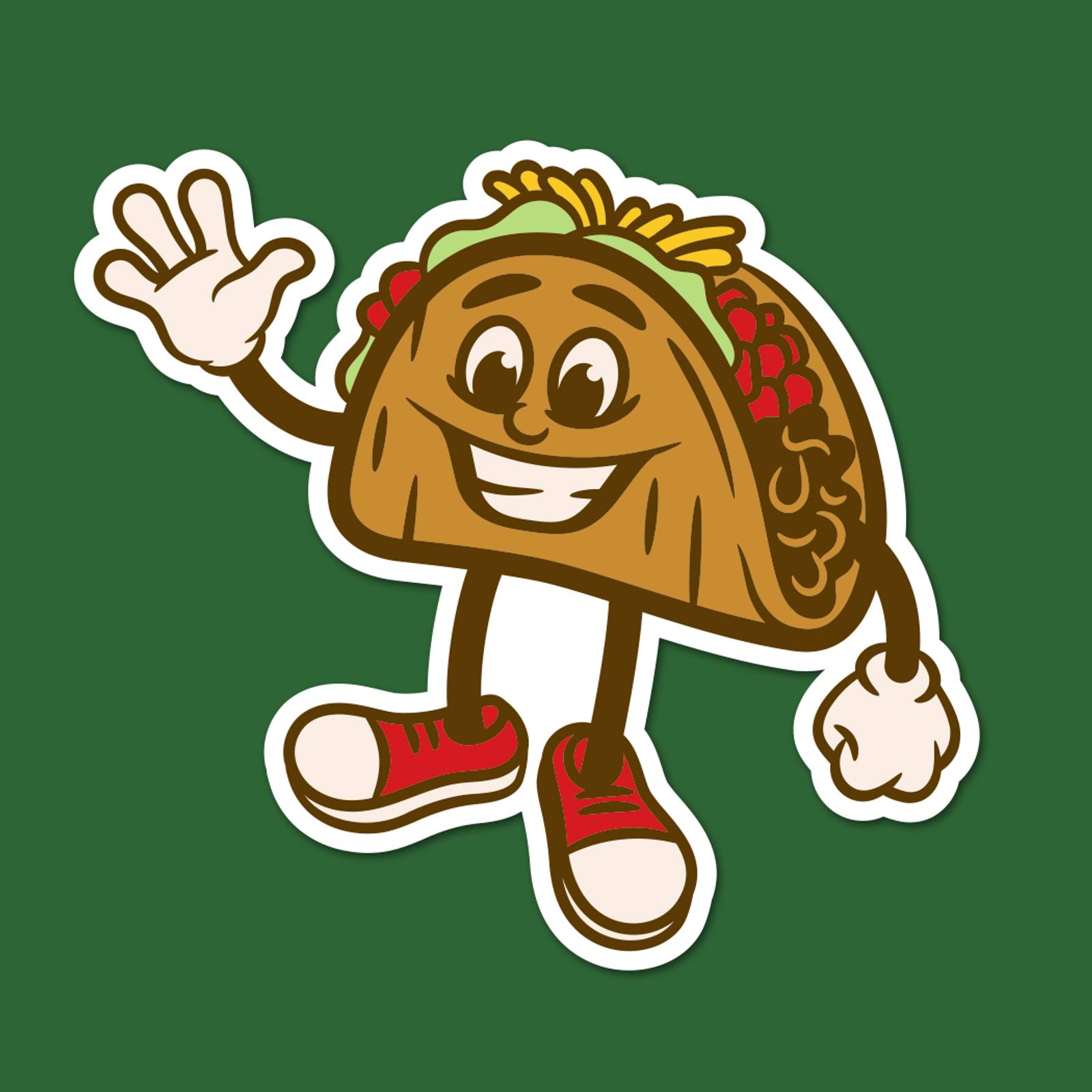 Take Me Tacos taco guy mascot
