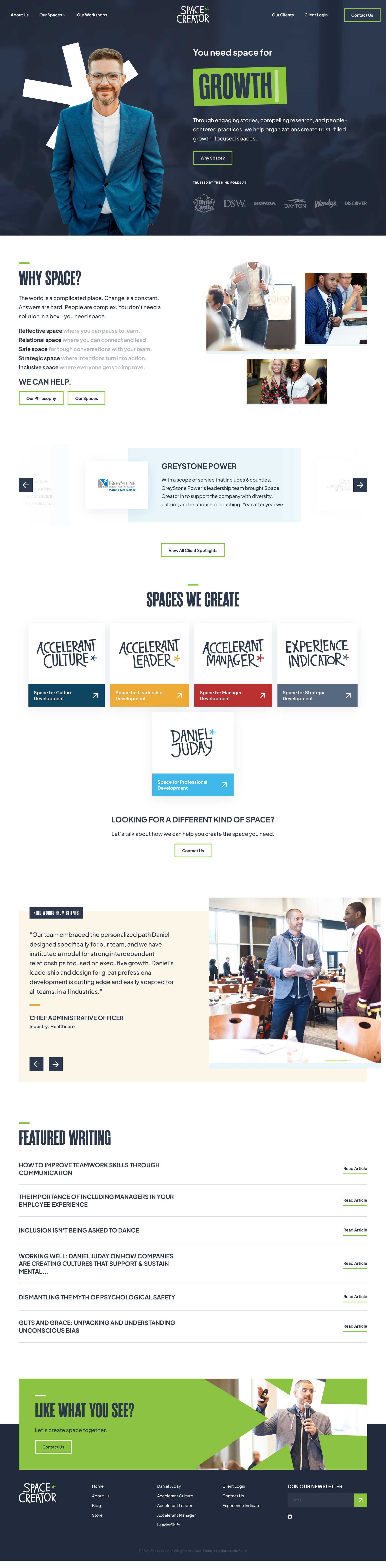 Homepage of a workplace strategy firm website by Brave Little Beast