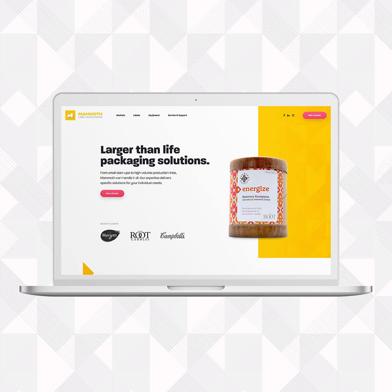 Mammoth Packaging website design