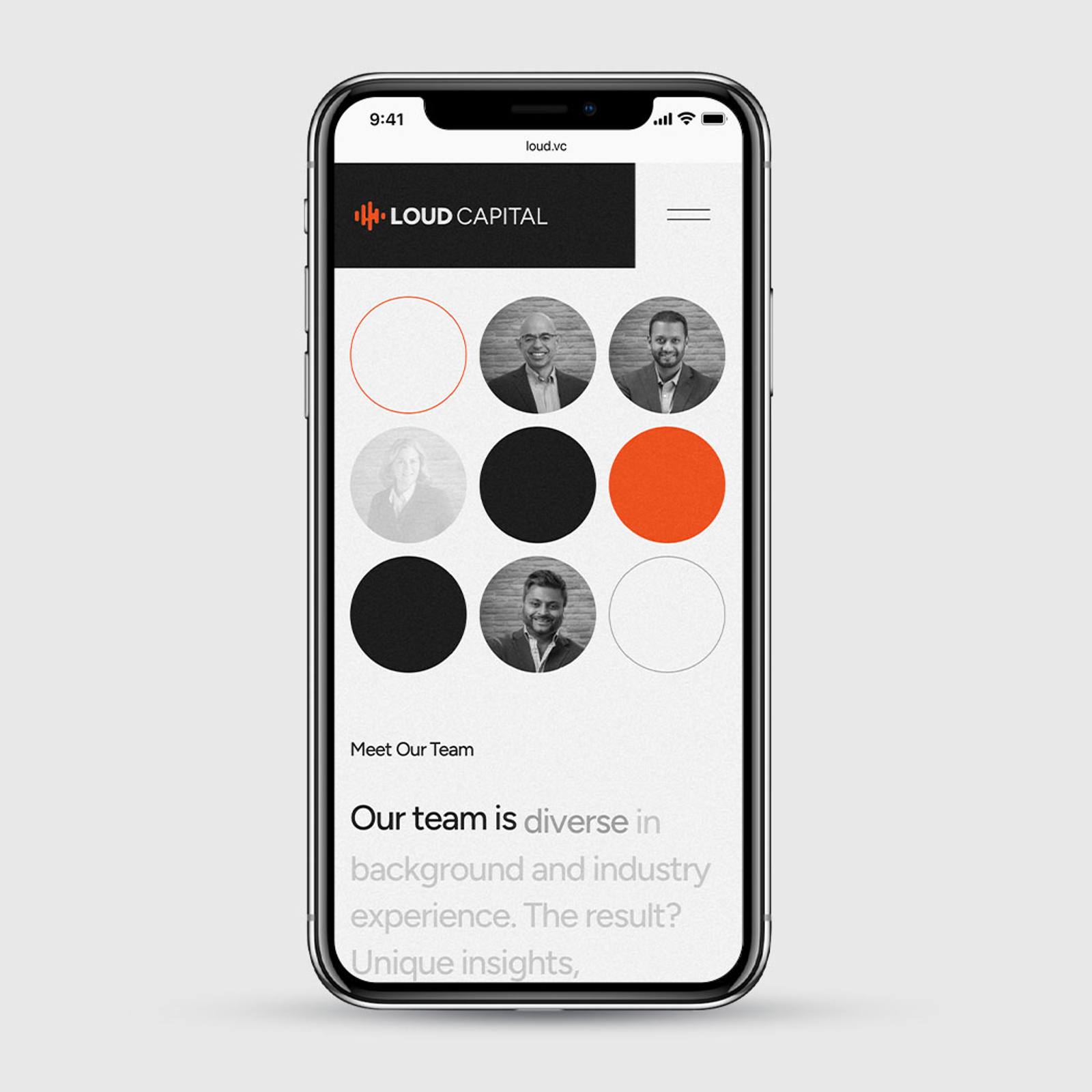 LOUD Capital website mobile mockup