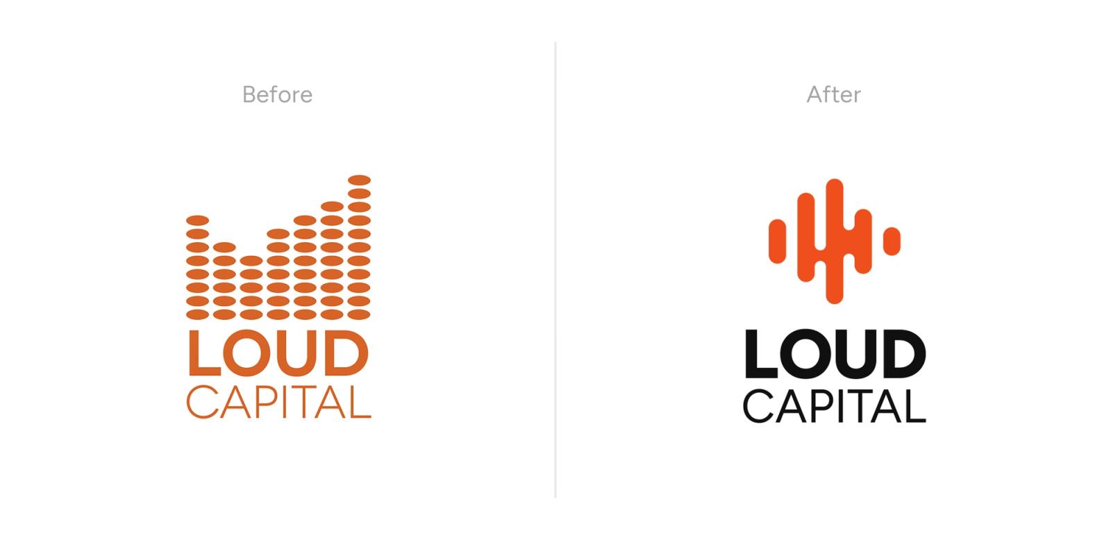 LOUD Capital logo before & after