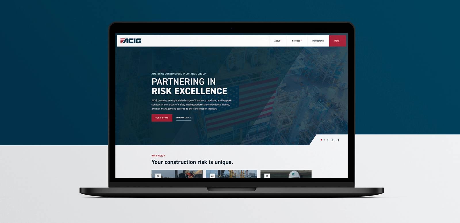 ACIG website hero area mockup