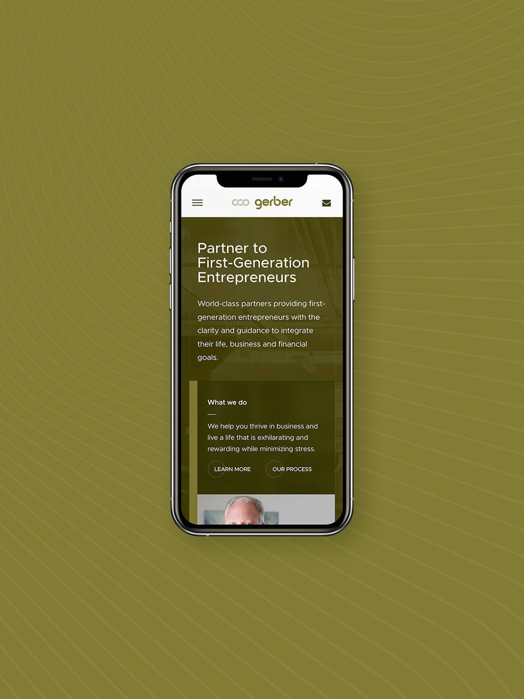 The Gerber website being displayed on an iPhone