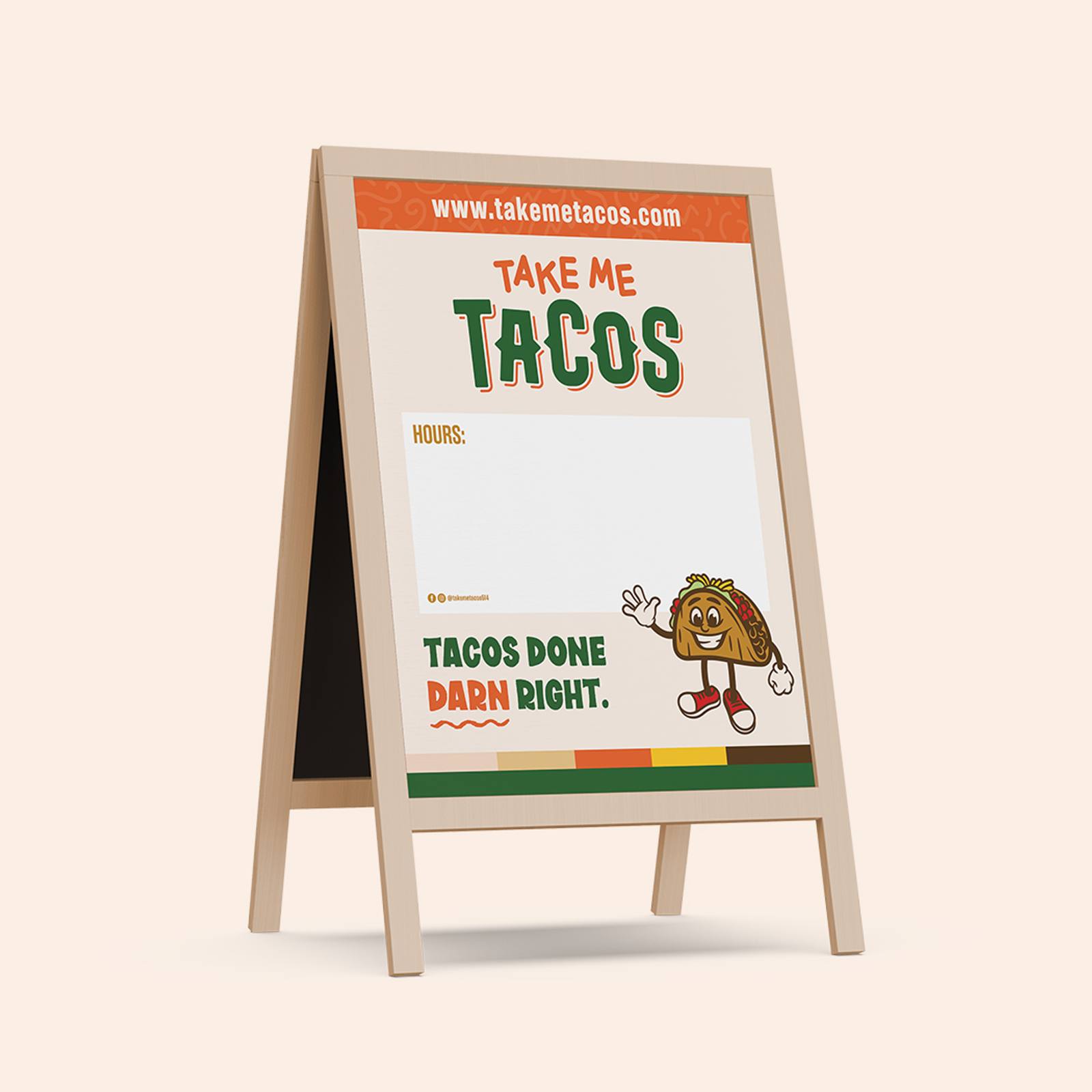 Take Me Tacos A Frame signage