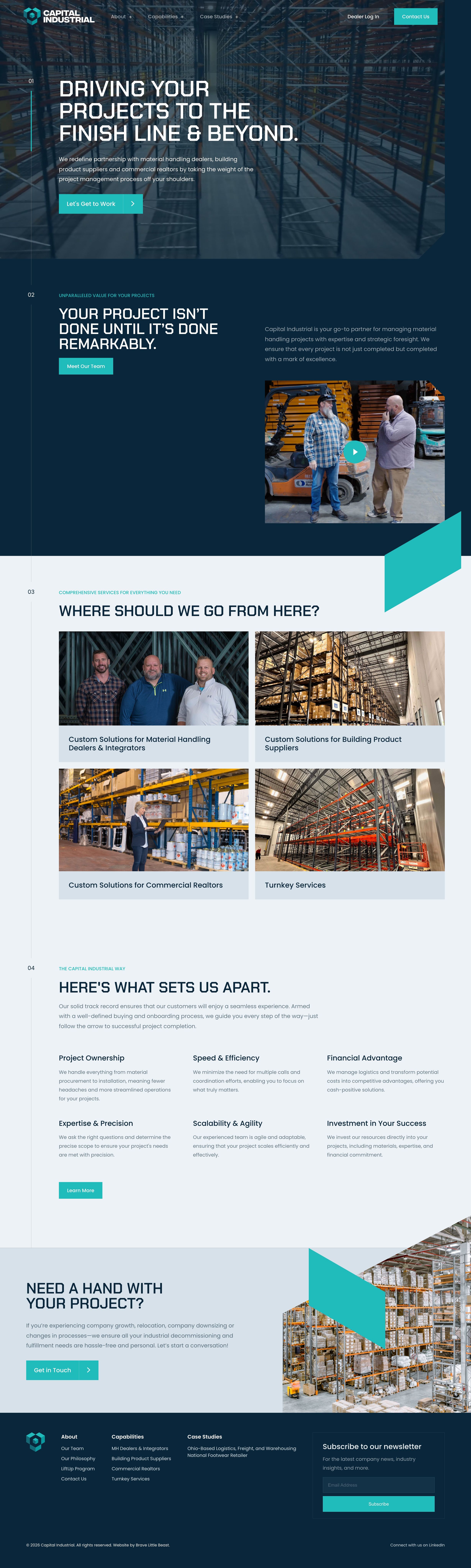 Homepage of a warehouse and industrial installer website by Brave Little Beast