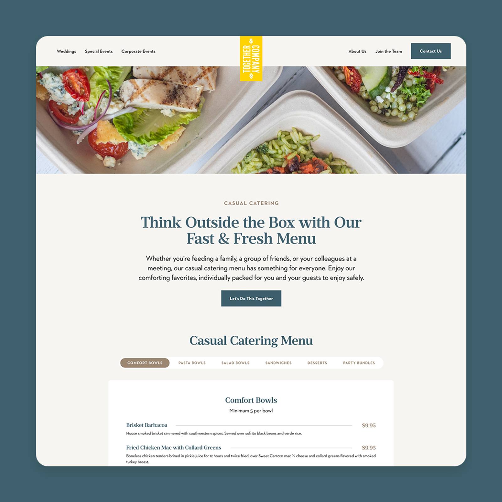 Together & Co website menu