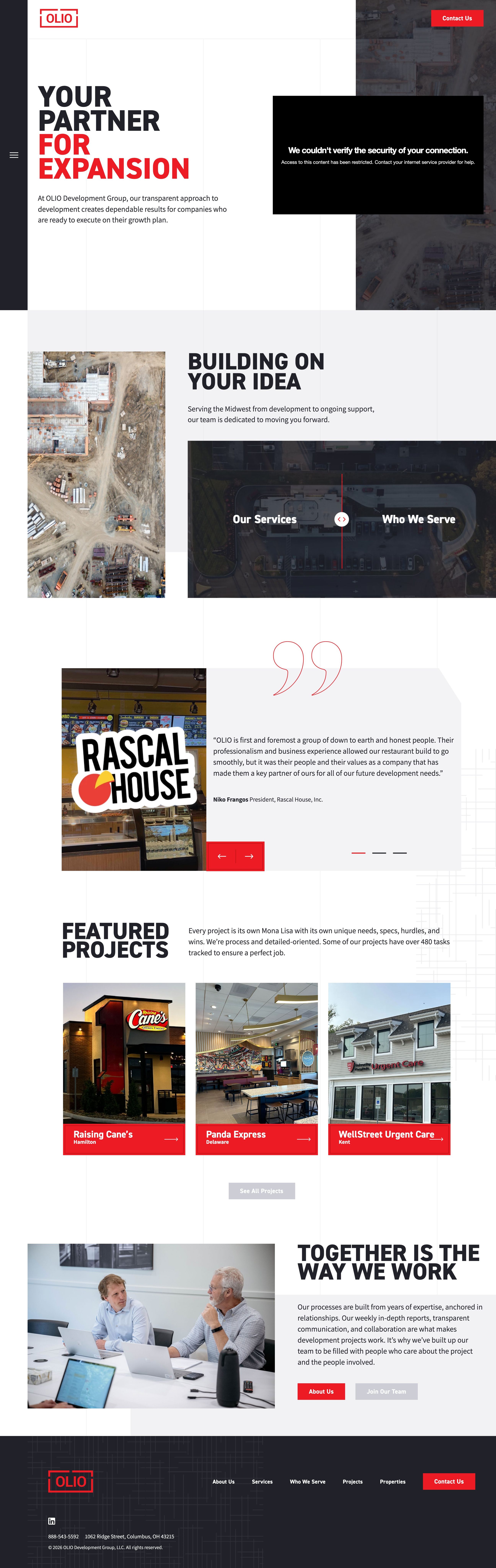 Homepage of a construction management firm website by Brave Little Beast