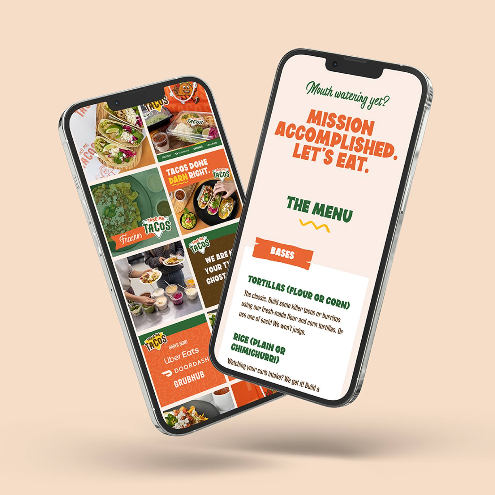 Take Me Tacos website mobile mockup