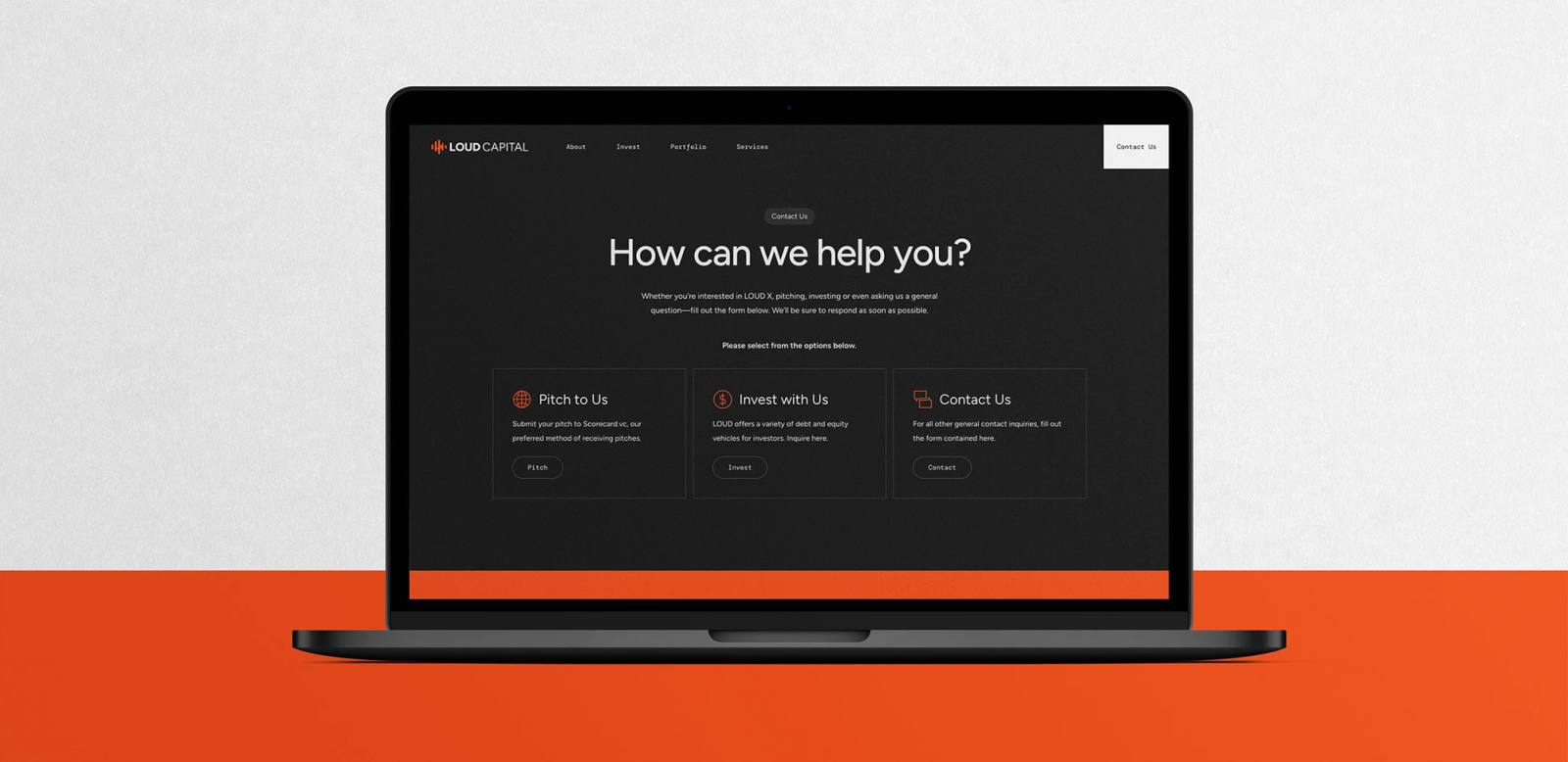 LOUD Capital website contact us page
