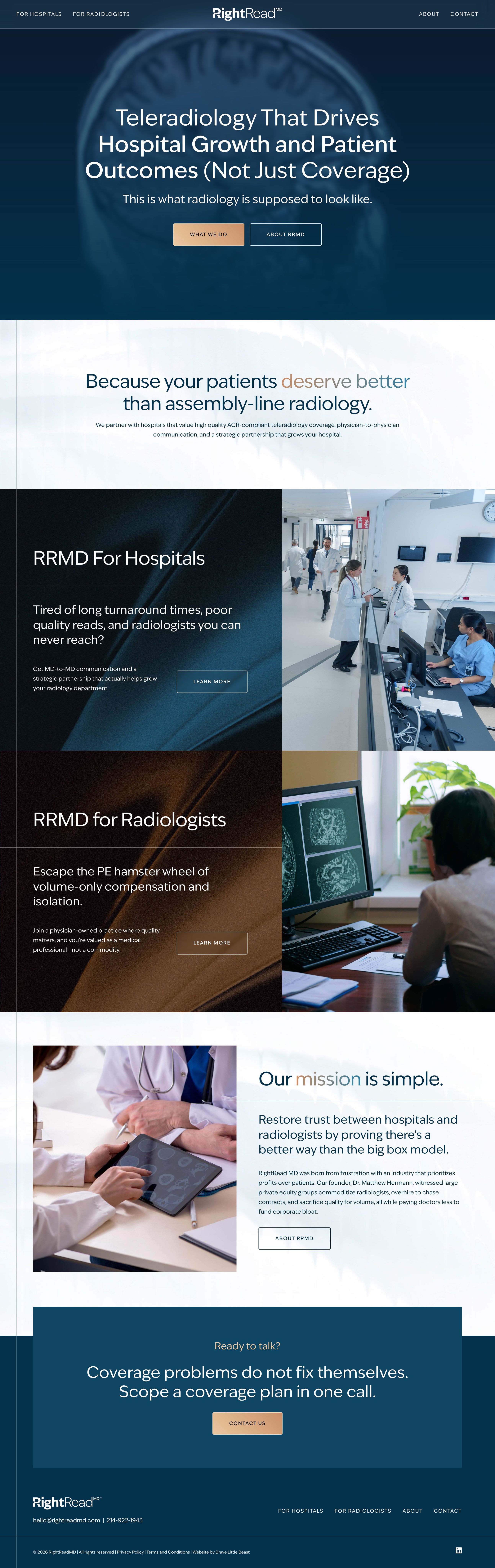 Homepage of a teleradiology provider website by Brave Little Beast