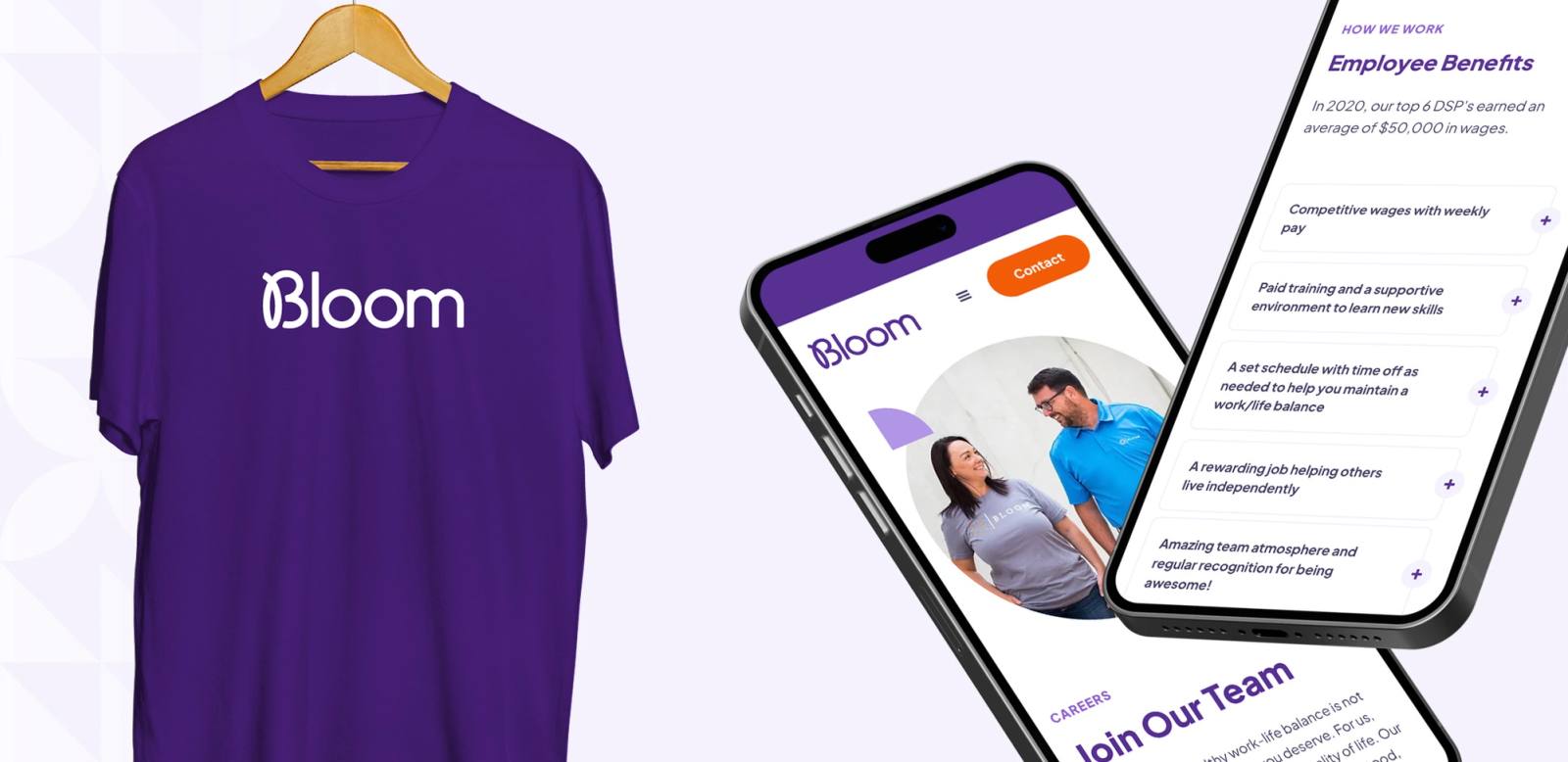 Bloom apparel and mobile website mockup