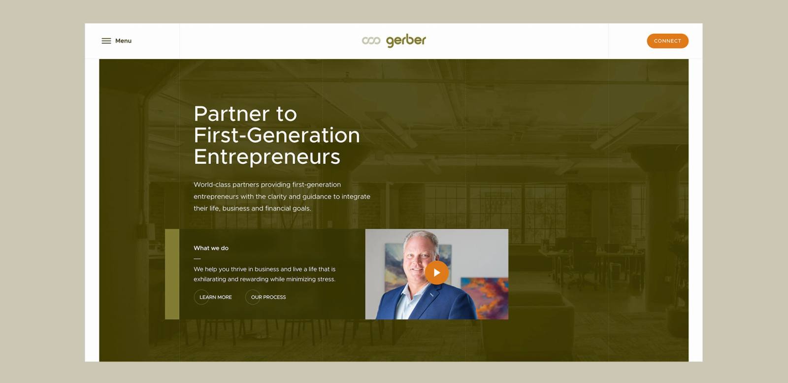 Gerber website hero area