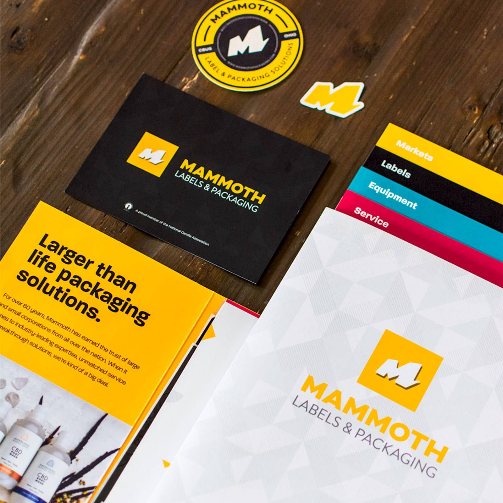 Mammoth Packaging sample pack sales materials