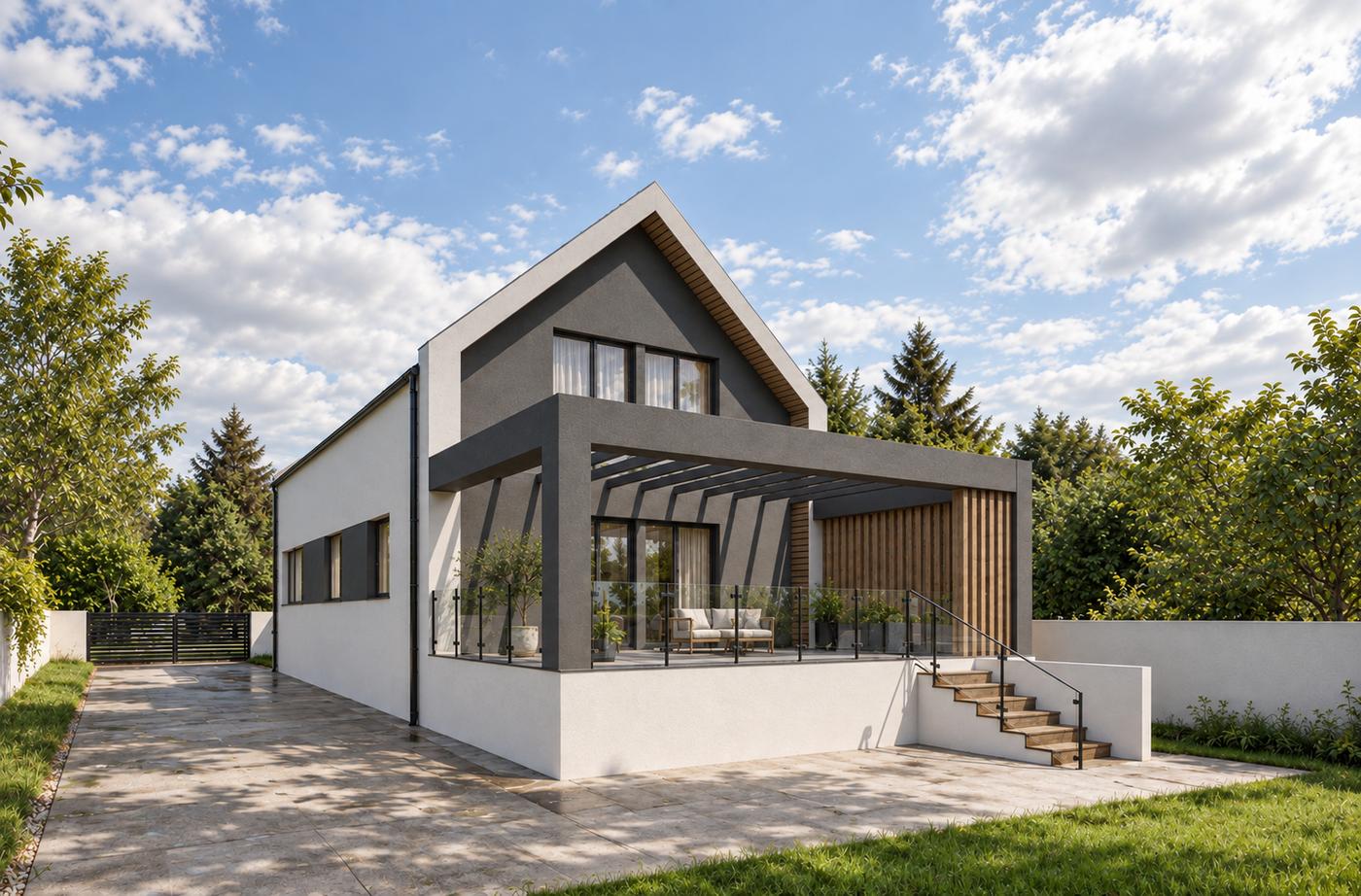 Bővített és átalakított modern családiház - 4. kép