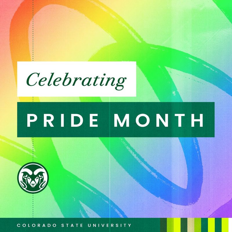 Celebrating Pride Month colorful graphic