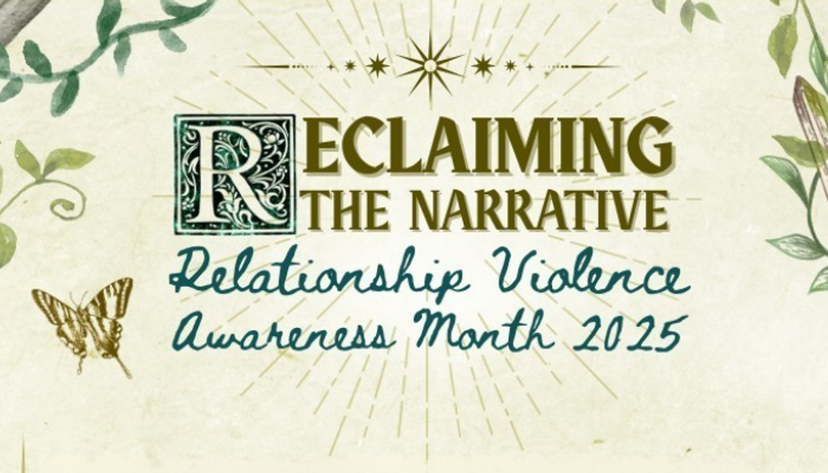 Relationship Violence Awareness Month 2025 graphic uses a woodland theme