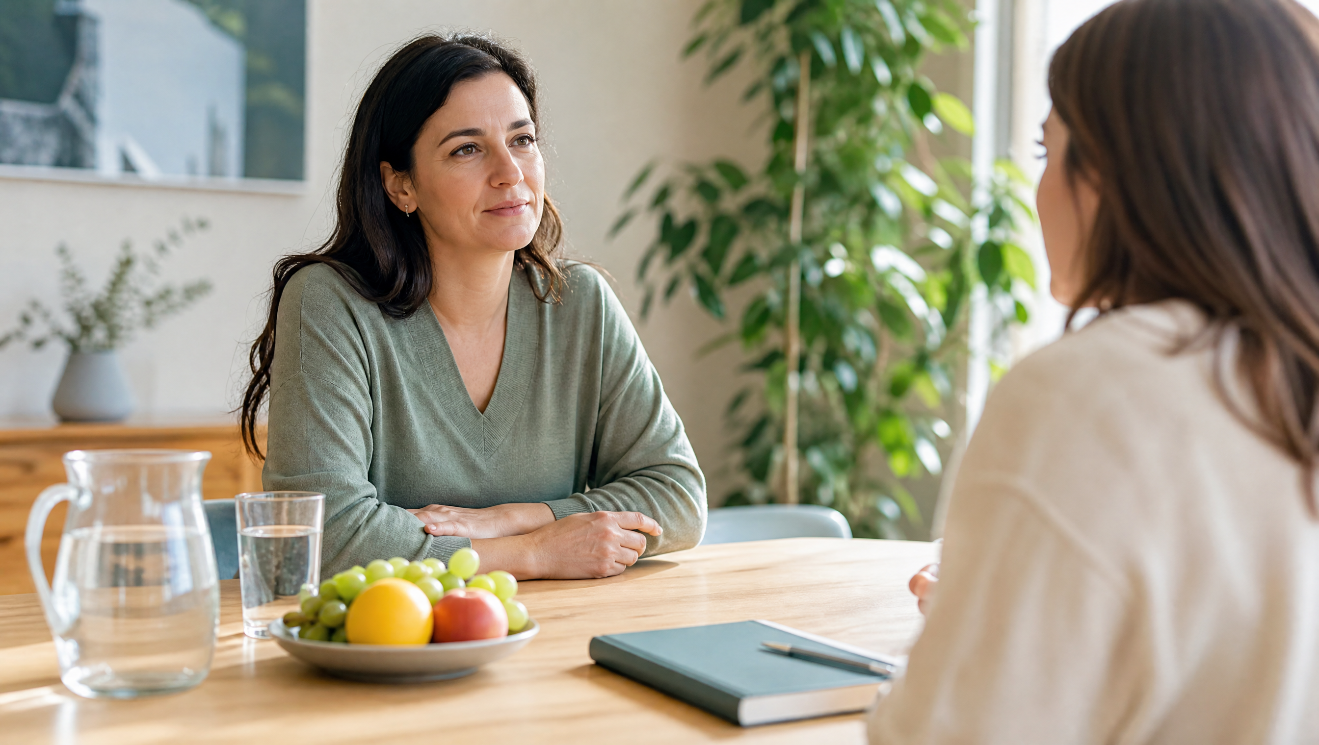Persona en consulta psicológica relacionada con alimentación y conducta alimentaria