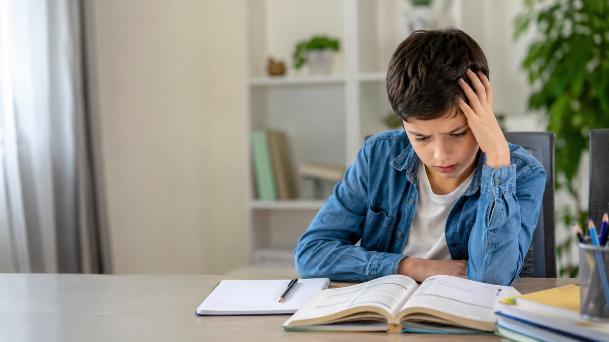 niño estudiando con dificultades escolares
