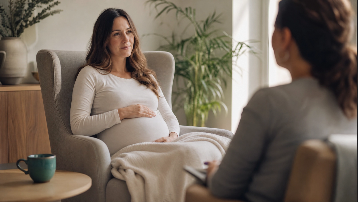 Mujer embarazada en una escena representativa de psicologia perinatal