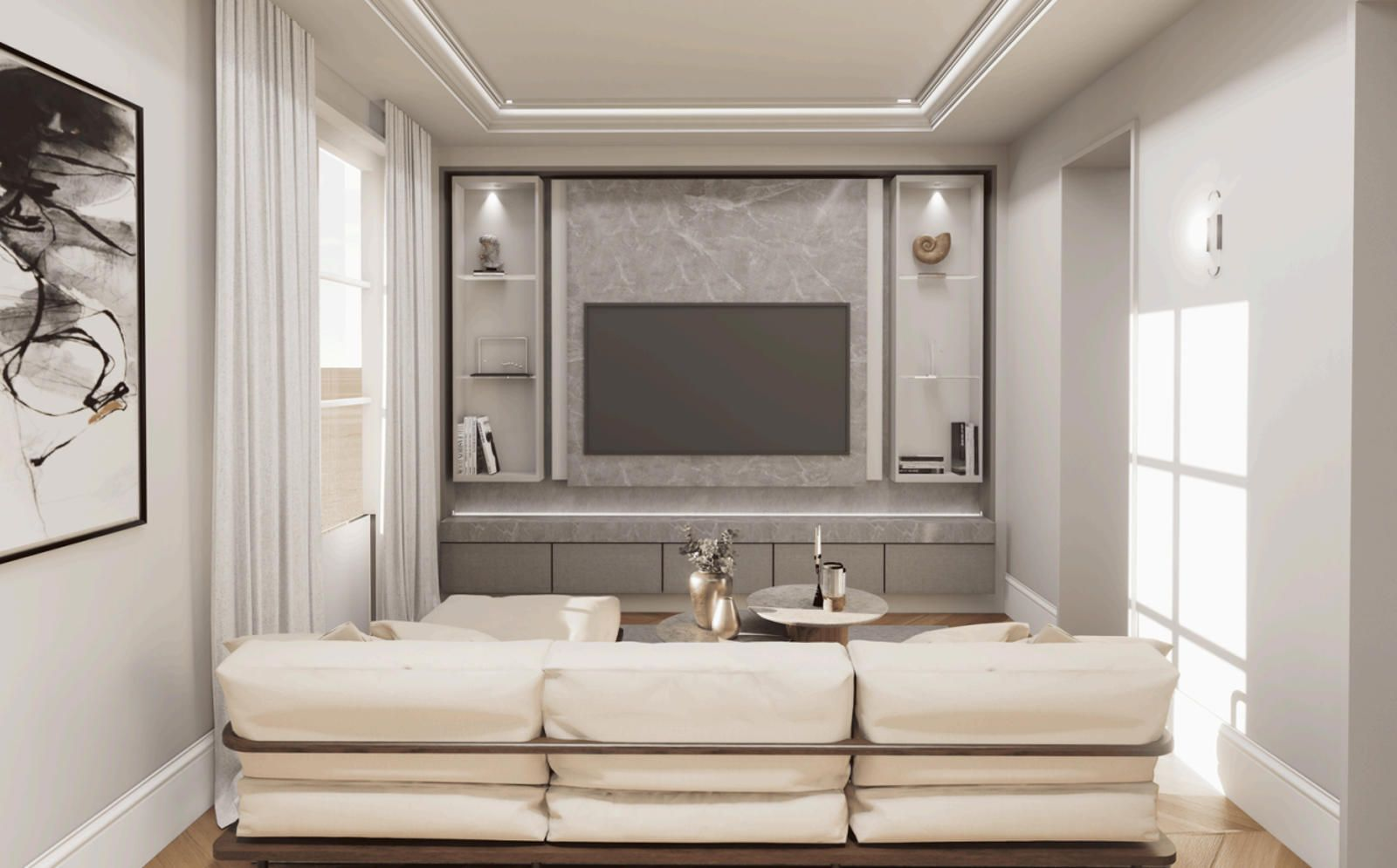 Renovated Chamberí apartment with three suites and exterior bay windows